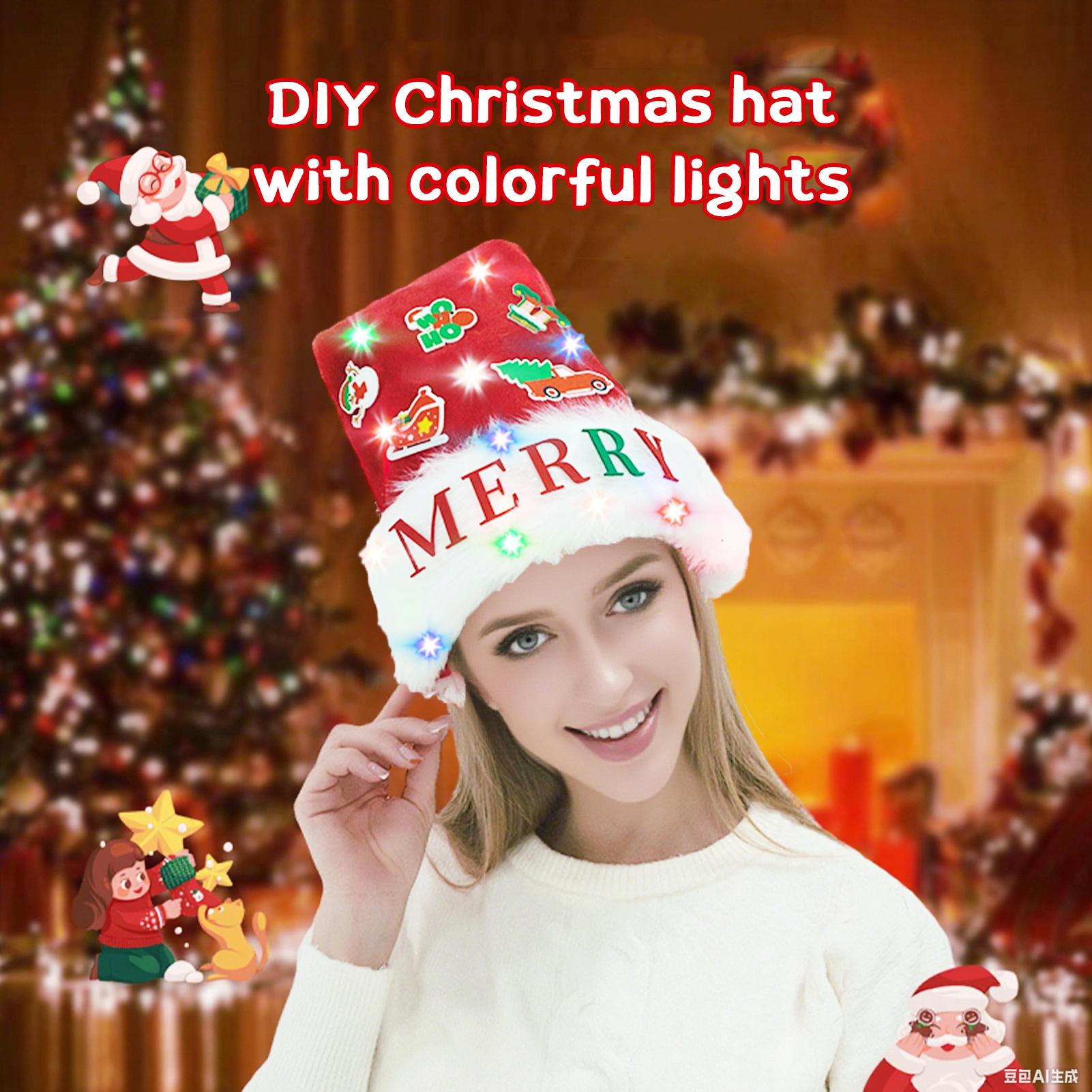 DIY LED Santa Hat - A Creative And Unique Design That Enhances The Festive Atmosphere. A Must-have For Holiday Outfits, A Fun Craft Activity, And A Great Prop For Christmas Party Photos.