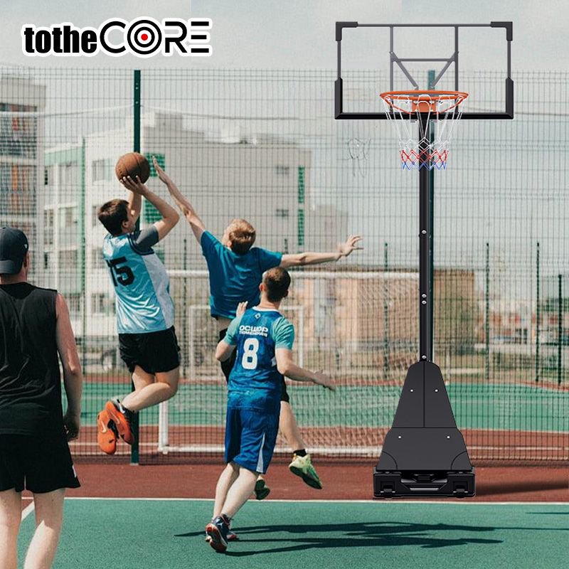 TotheCORE Basketball Stand 7.55-10.00 Ft Adjustable Portable Basketball Hoop & Goal PC Backplate, Large Base & Wheels