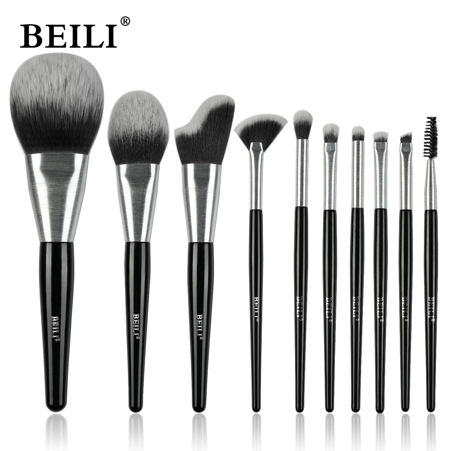 Beli 10pcs Professional Makeup Brush Set New Design Brushed Tube Makeup Brushes