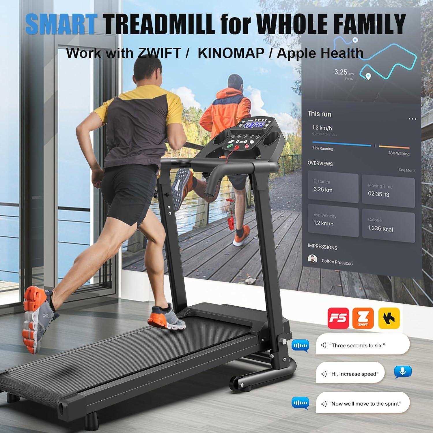 Home Use Foldable Portable 2.5HP Heavy-duty APP Controlled Fitness Walking Machine