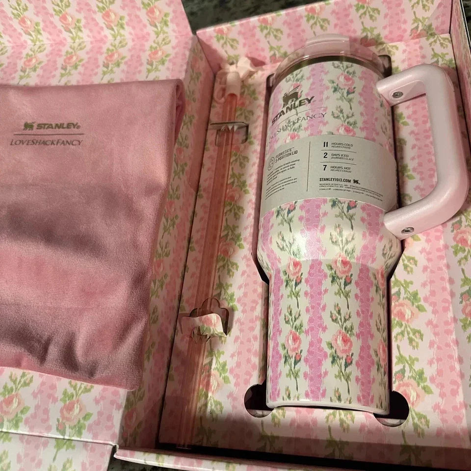Stanley X Love Shack Fancy 40Oz TUMBLER Blooming Heirloom USA FAST DELIVERY